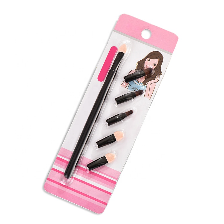 6 in 1 Exchengeable Eyebrow Eye Shadow Makeup Brush Sponge With Blistar Package