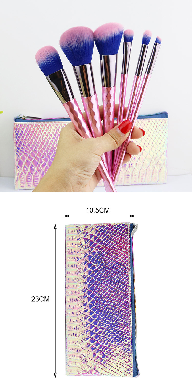 High Quality 6Pcs New Synthetic Pink Cosmetic Makeup Brush Set with case