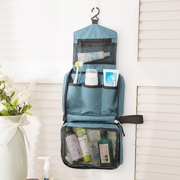 Travel Cosmetic Bag Organizer Hanging Toiletry Kit with Hook and Handle Portable Makeup Bathroom Organizer Bag