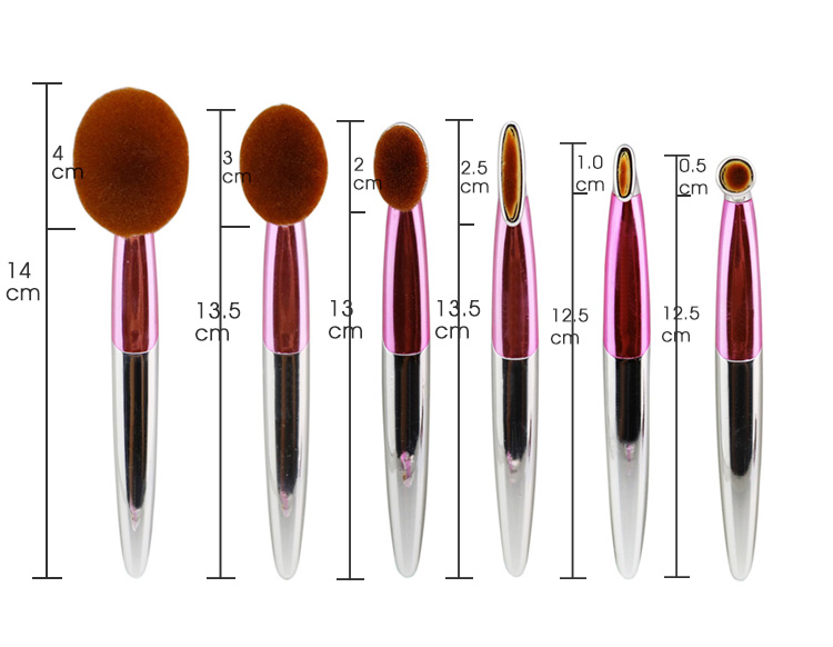 wholesale 6pcs golf oval makeup brushes free samples