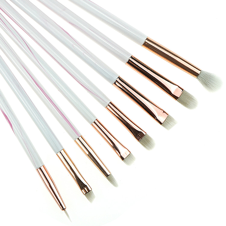 Luxe Marble Brush Collection Pink Marble Cosmetic Brush Set With Zipper Case