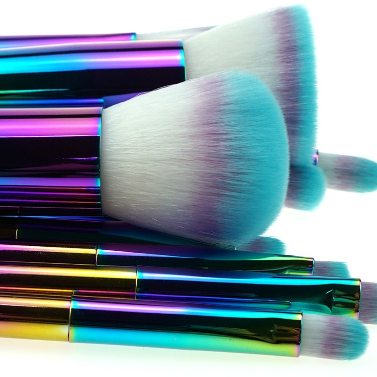2019 new colorful Metal  handle brush professional cosmetic makeup Brush set