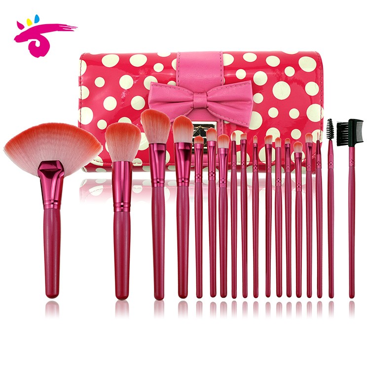 18Pcs Make Up Pinsel Set Pink  Synthetic Brush Set For Girls