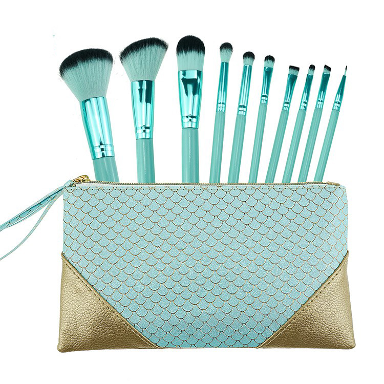 best new design OEM 10pcs cosmetics brushes makeup set with bag