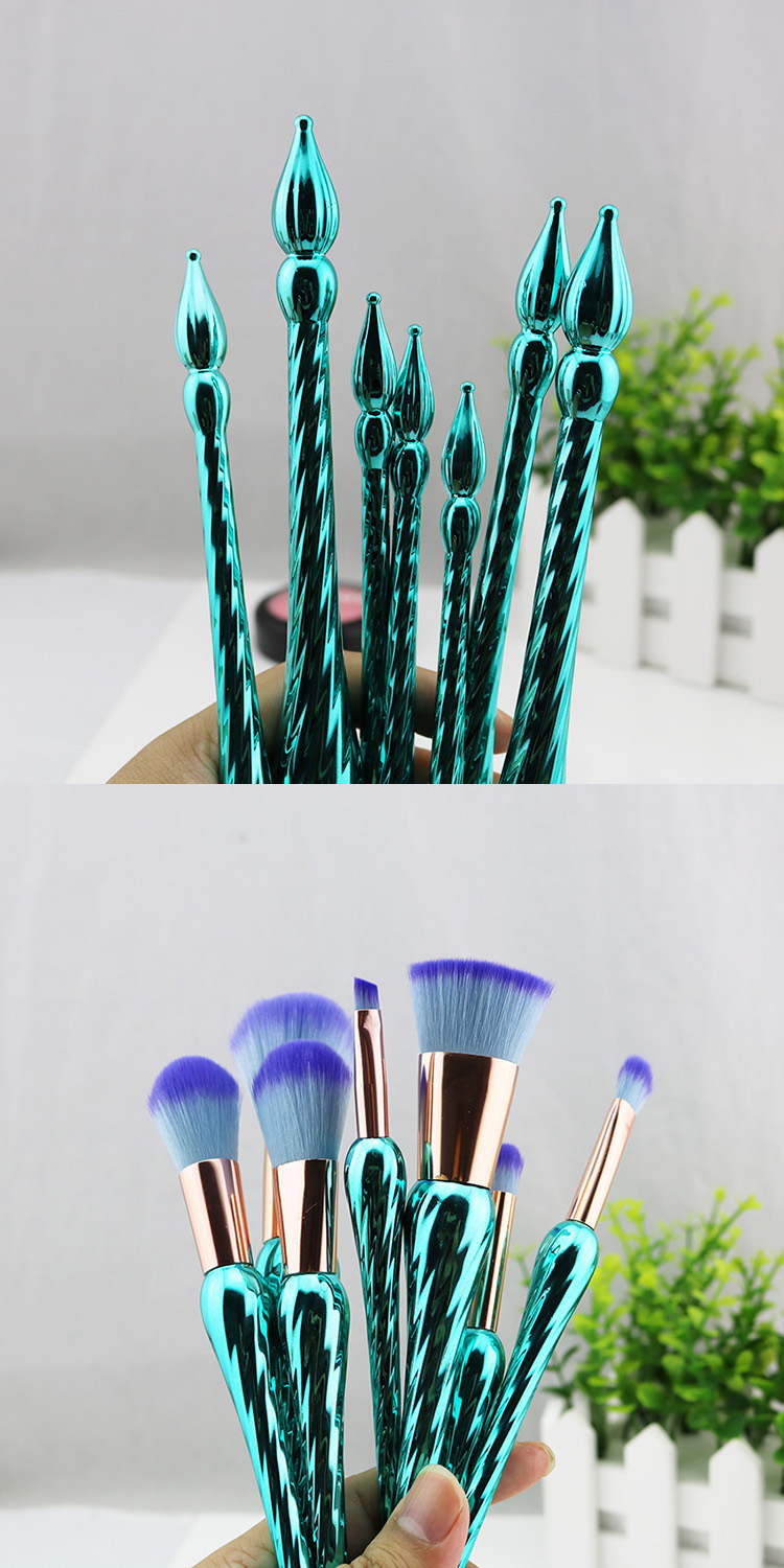 Professional Luxury Beauty Brush Spiral Green Handld Rose Gold Powder Foundation Blending Eye Makeup Brushes Wholesale