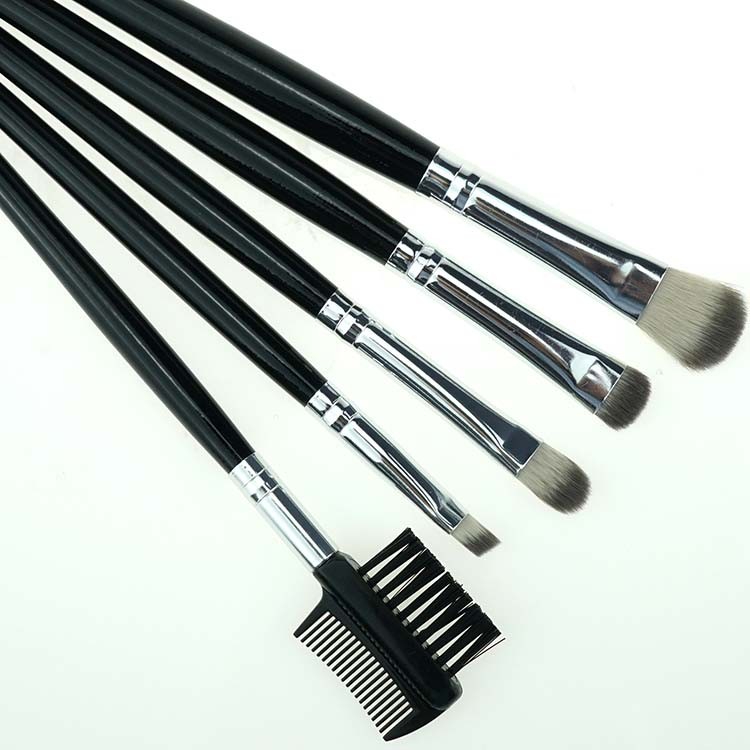 Private label two tone color black handle travel makeup brush set