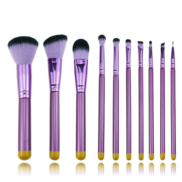 10Pcs Purple Ferrule Brush Soft Cosmetic Makeup Brush Set