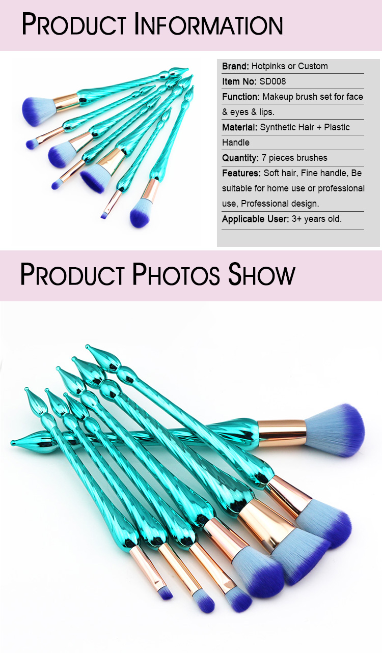 Professional Luxury Beauty Brush Spiral Green Handld Rose Gold Powder Foundation Blending Eye Makeup Brushes Wholesale