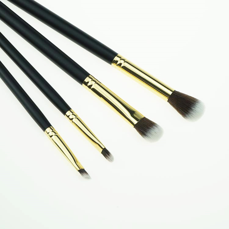 Custom Private Label 8pcs Makeup Brush Set Rose Gold Ferrule Black Wooden Handle Eyeshadow Brush Set