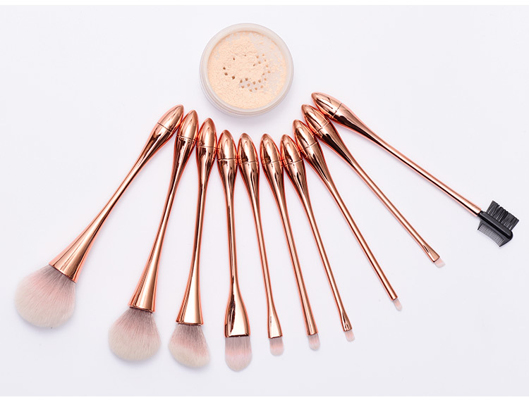 Luxury Plating 10pcs Makeup Brush Set With Bag