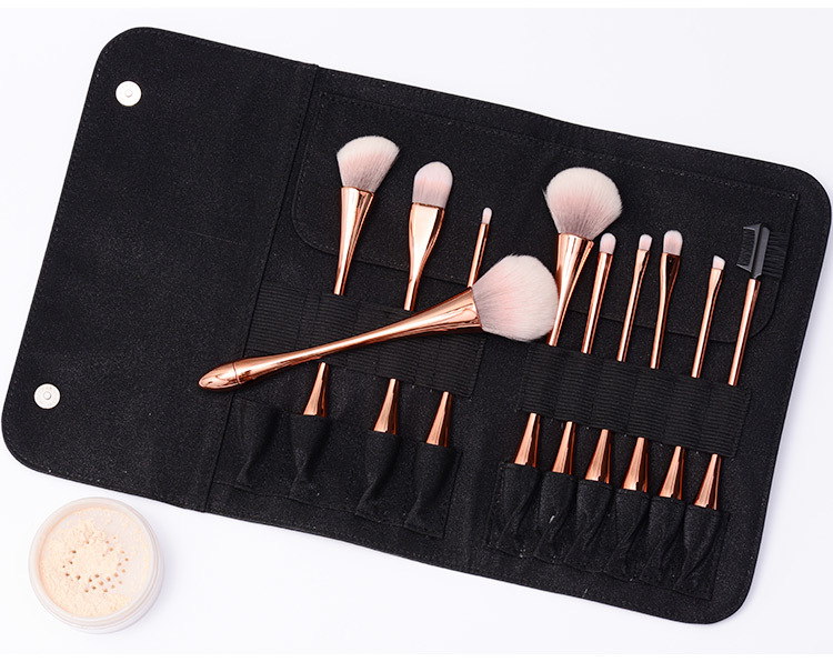Luxury Plating 10pcs Makeup Brush Set With Bag
