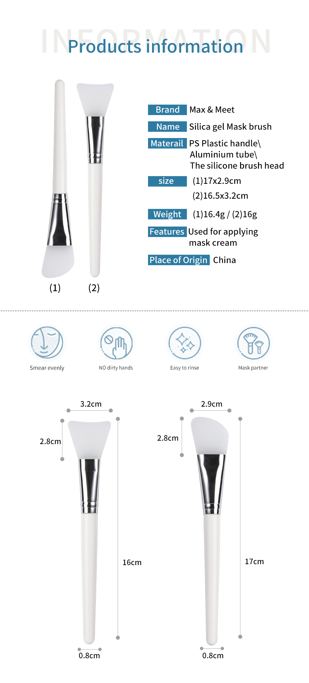 2pcs New Facial beauty tools application makeup brush Face silicone mask brush