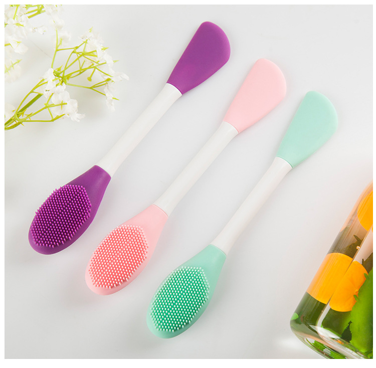 Amazon Hot Sell 3 Color Makeup Brush Spatula Silicone Face Mask Spatula