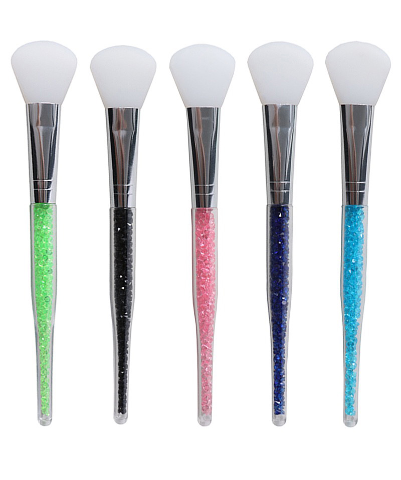 Wholesale cosmetic tools diy facial silicone mask applicator brush for face crystal glitter handle