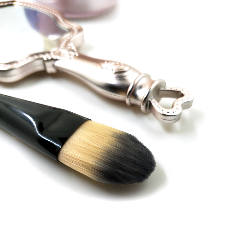 Private Label Black mask brush OEM ODM Long Handle 18cm Foundation Makeup Brush