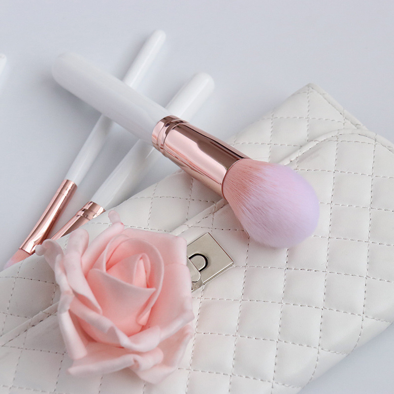 White wooden handle rose gold ferrule 15 pcs pink make up brushes sets with white bag