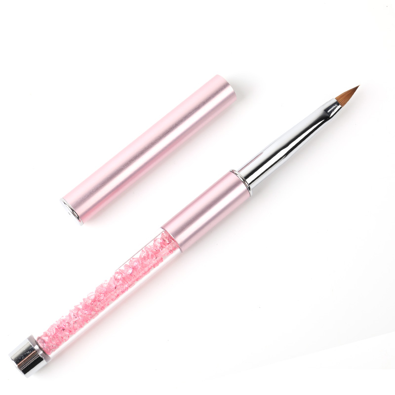 Professional Custom Logo Pink 100% konlinsky Sable Nail Art Acrylic 3D Painting Pen Drawing Brush