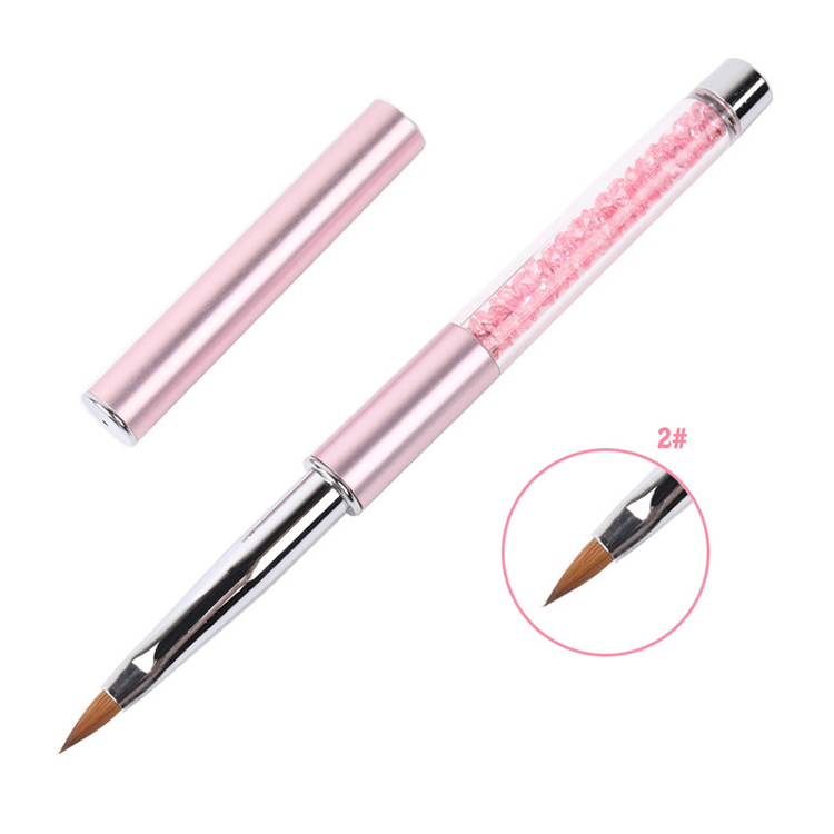 Professional Custom Logo Pink 100% konlinsky Sable Nail Art Acrylic 3D Painting Pen Drawing Brush
