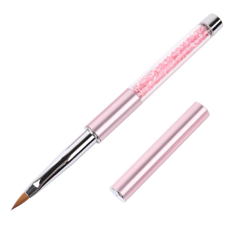 Professional Custom Logo Pink 100% konlinsky Sable Nail Art Acrylic 3D Painting Pen Drawing Brush