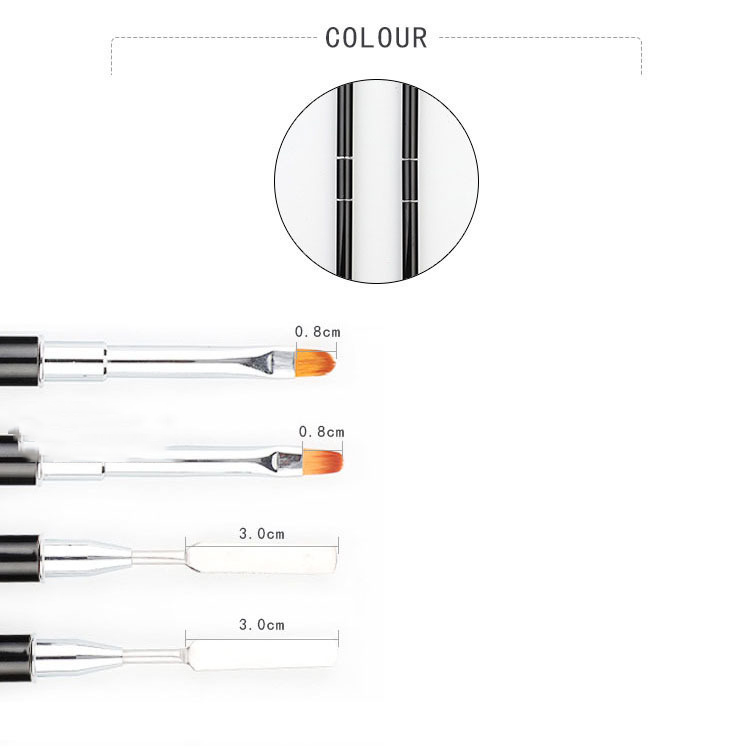 Dual Ended Nail Art Acrylic UV GEL Extension Builder Flower Painting Brush Pen Poly UV Gel Spatula Stick Manicure Tool