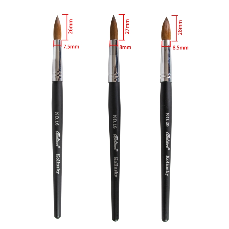 International size iBelieve 100% pure kolinsky nail art acrylic brush