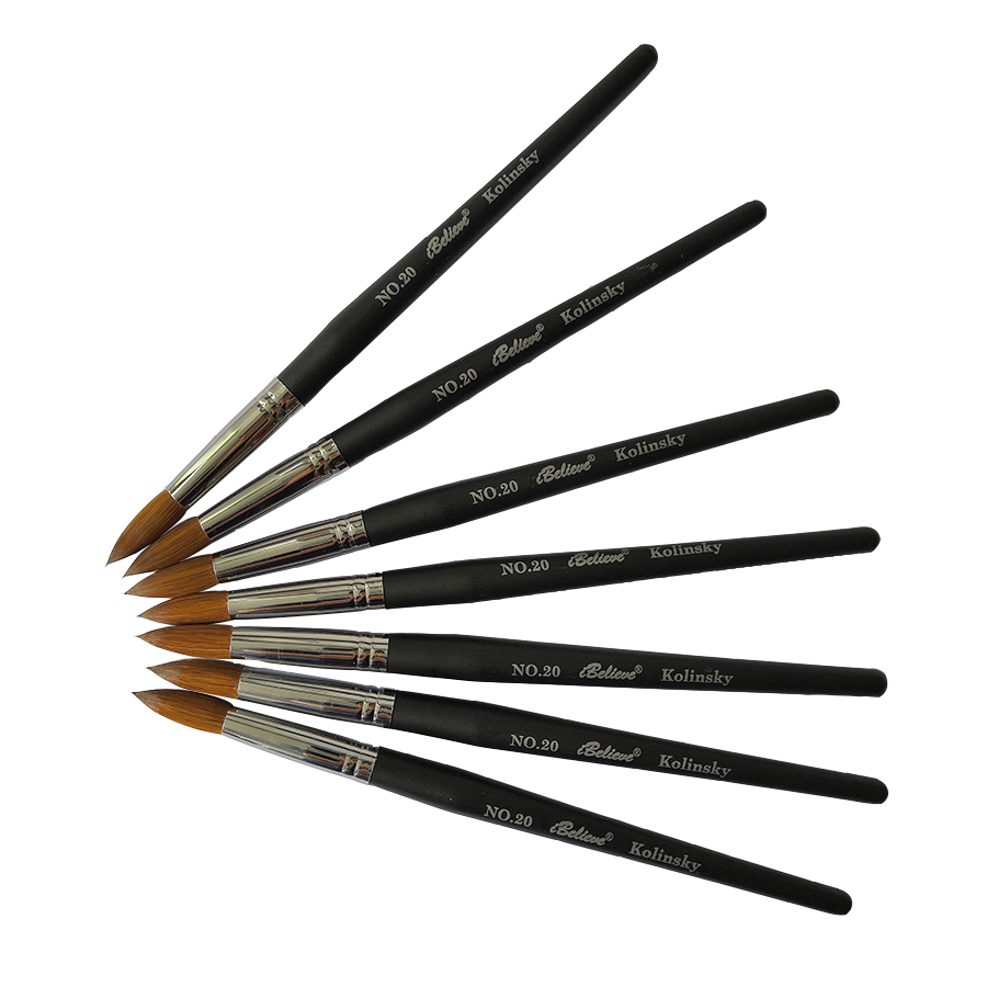 International size iBelieve 100% pure kolinsky nail art acrylic brush