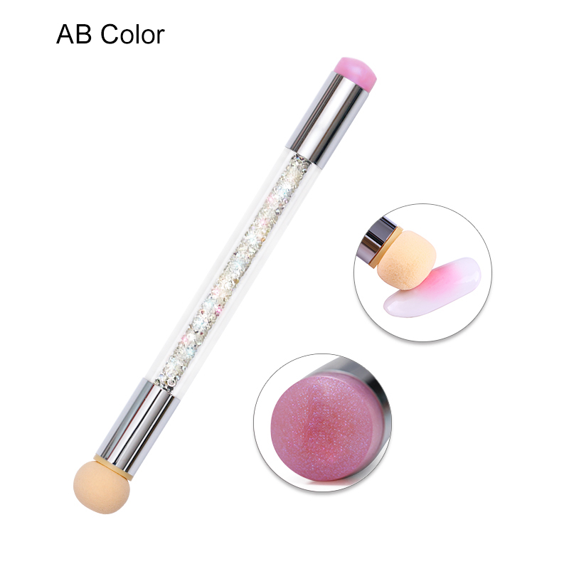 Double Head Sponge Rhinestone Handle Acrylic Picking Dotting Gradient Nail Painting Brush