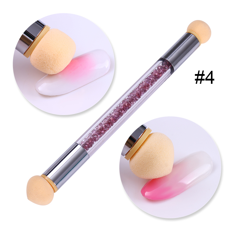 Double Head Sponge Rhinestone Handle Acrylic Picking Dotting Gradient Nail Painting Brush