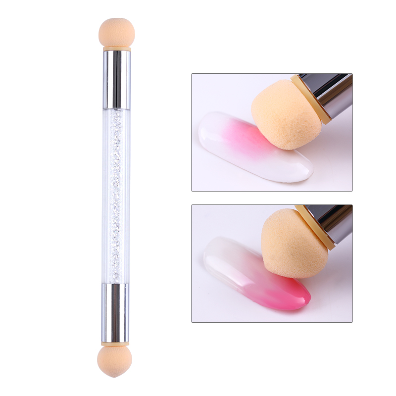 Double Head Sponge Rhinestone Handle Acrylic Picking Dotting Gradient Nail Painting Brush