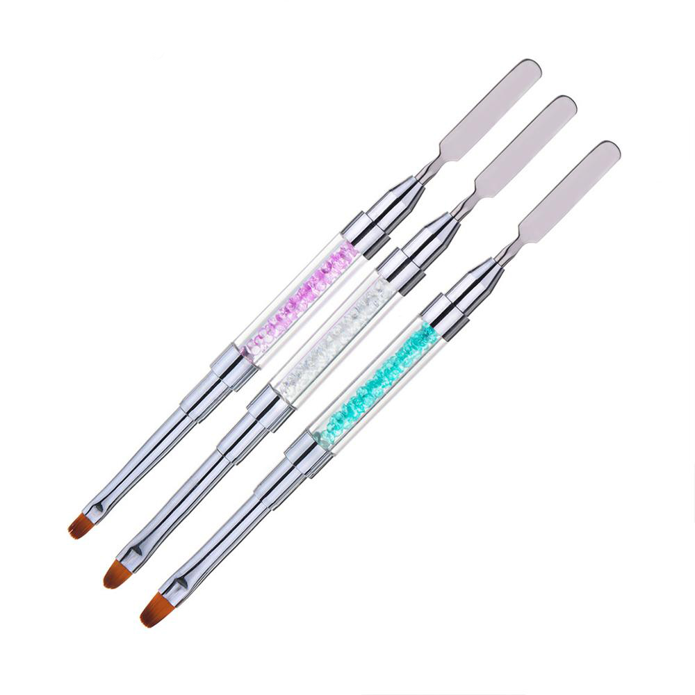 high quality colorful double head nail extension pen dual usage Nail art brush spatula pen Uv gel brush