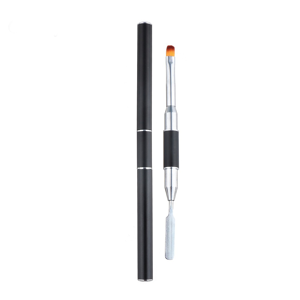 high quality colorful double head nail extension pen dual usage Nail art brush spatula pen Uv gel brush