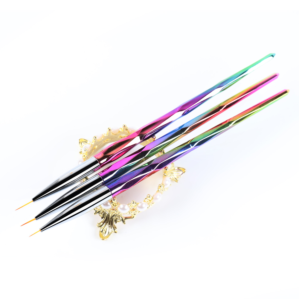 New arrival high quality colorful rainbow acrylic handle liner brush gel paint brush with private label