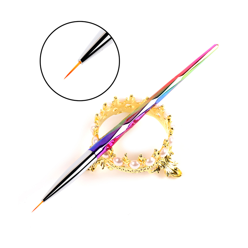 New arrival high quality colorful rainbow acrylic handle liner brush gel paint brush with private label
