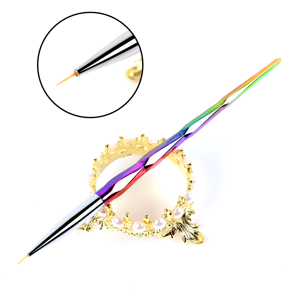 New arrival high quality colorful rainbow acrylic handle liner brush gel paint brush with private label