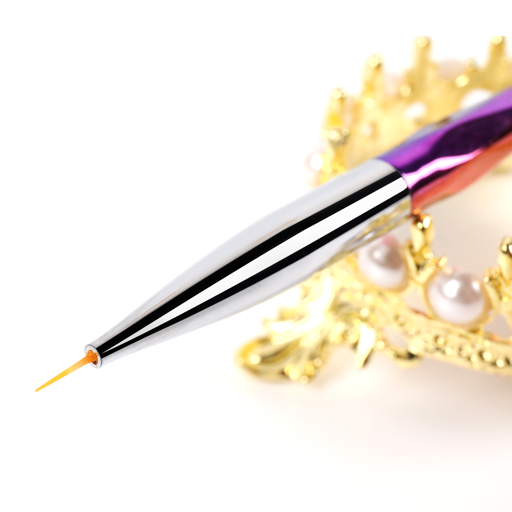 New arrival high quality colorful rainbow acrylic handle liner brush gel paint brush with private label
