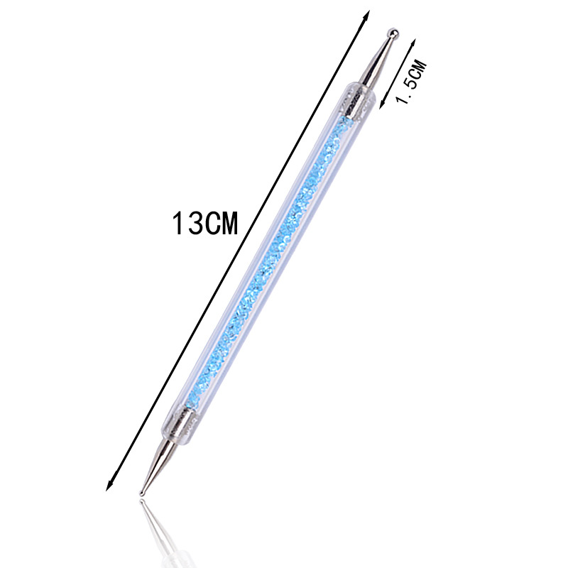 Crystal Beads Handle Rhinestone Studs Picker Wax Pencil Manicure Nail Art Tool Dual-ended Nail Dotting Pen