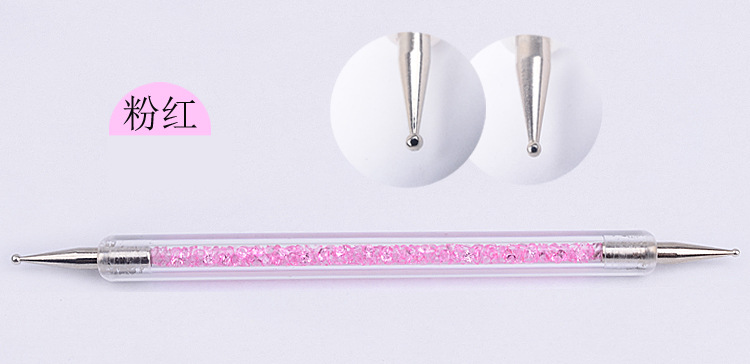 Crystal Beads Handle Rhinestone Studs Picker Wax Pencil Manicure Nail Art Tool Dual-ended Nail Dotting Pen