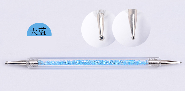 Crystal Beads Handle Rhinestone Studs Picker Wax Pencil Manicure Nail Art Tool Dual-ended Nail Dotting Pen