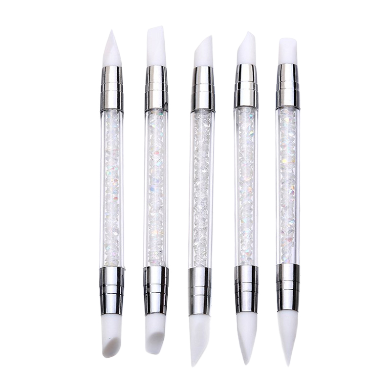 Dual-Ended 2 Ways Nail Art Silicone Sculpture Pen Carving DIY Painting Glitter Rhinestone Acrylic Manicure Dotting Tool