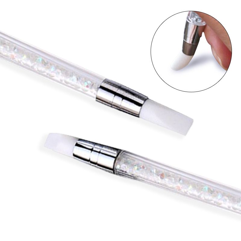 Dual-Ended 2 Ways Nail Art Silicone Sculpture Pen Carving DIY Painting Glitter Rhinestone Acrylic Manicure Dotting Tool