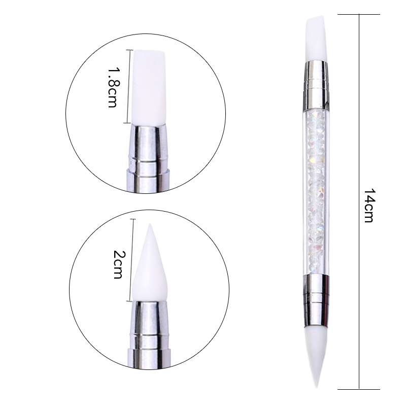 Dual-Ended 2 Ways Nail Art Silicone Sculpture Pen Carving DIY Painting Glitter Rhinestone Acrylic Manicure Dotting Tool