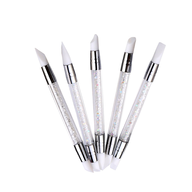 Dual-Ended 2 Ways Nail Art Silicone Sculpture Pen Carving DIY Painting Glitter Rhinestone Acrylic Manicure Dotting Tool