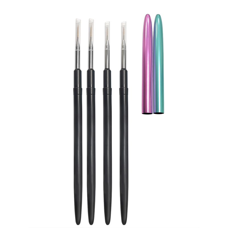 New design matte black handle nylon hair extremely thin liner painting brush nail art brush