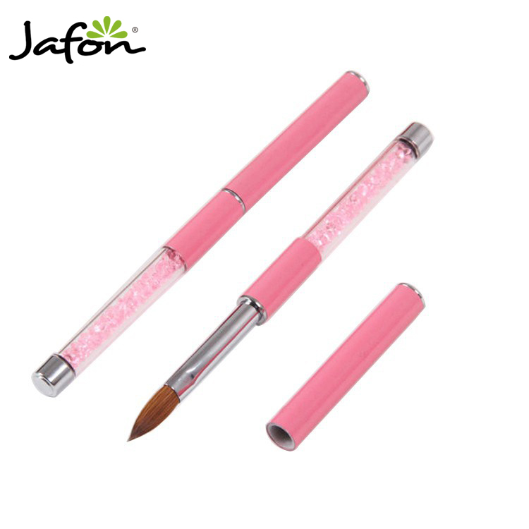 Beauty diamond handle pink nail brush kolinsky nail polish brush customized logo N-10