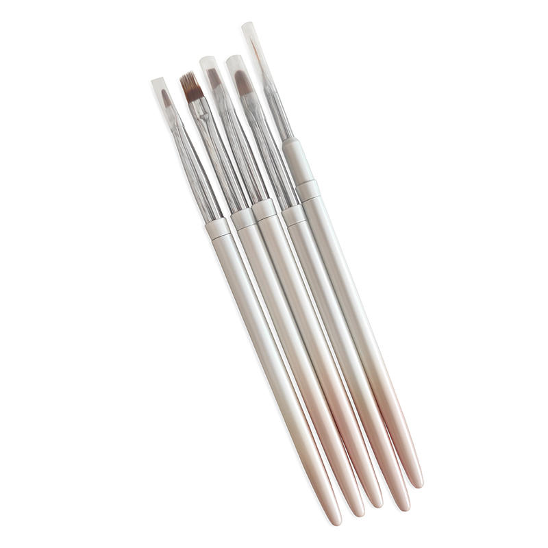 New Arrival Pure Kolinsky Hair Pink White gradient Metal Handle Acrylic brush using for 3D Nail Art