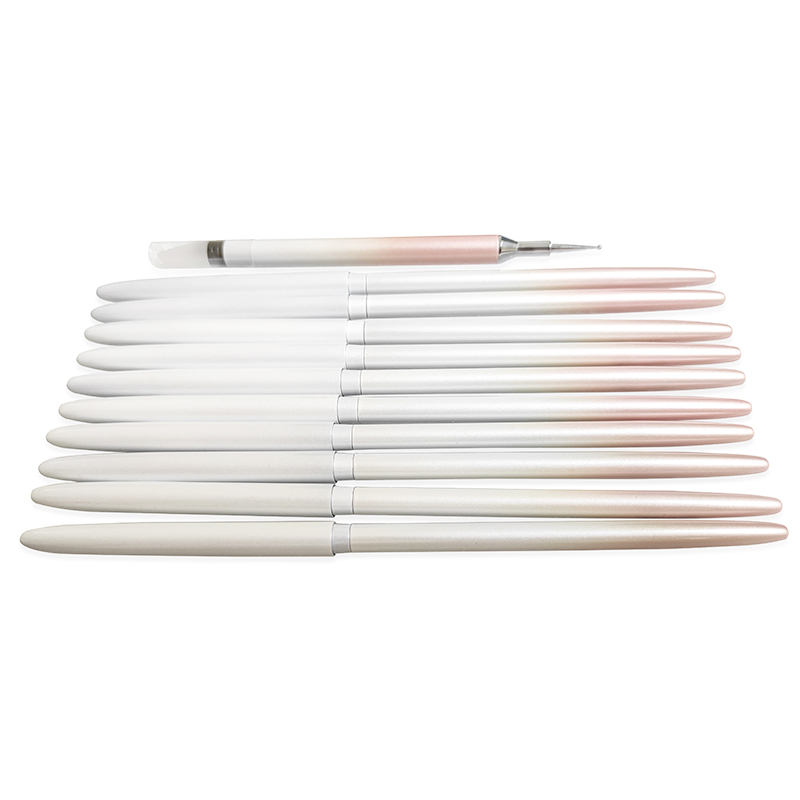 New Arrival Pure Kolinsky Hair Pink White gradient Metal Handle Acrylic brush using for 3D Nail Art