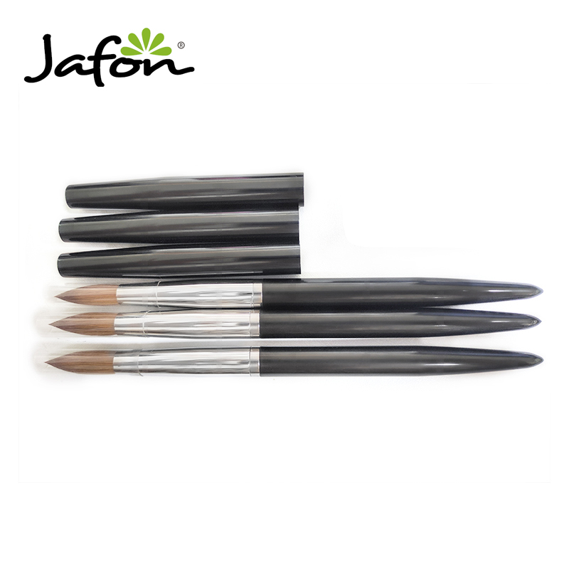 Wholesale Price Black Metal Handle Nail Sable acrylic brush 100% Pure Kolinsky Acrylic Nail Brush