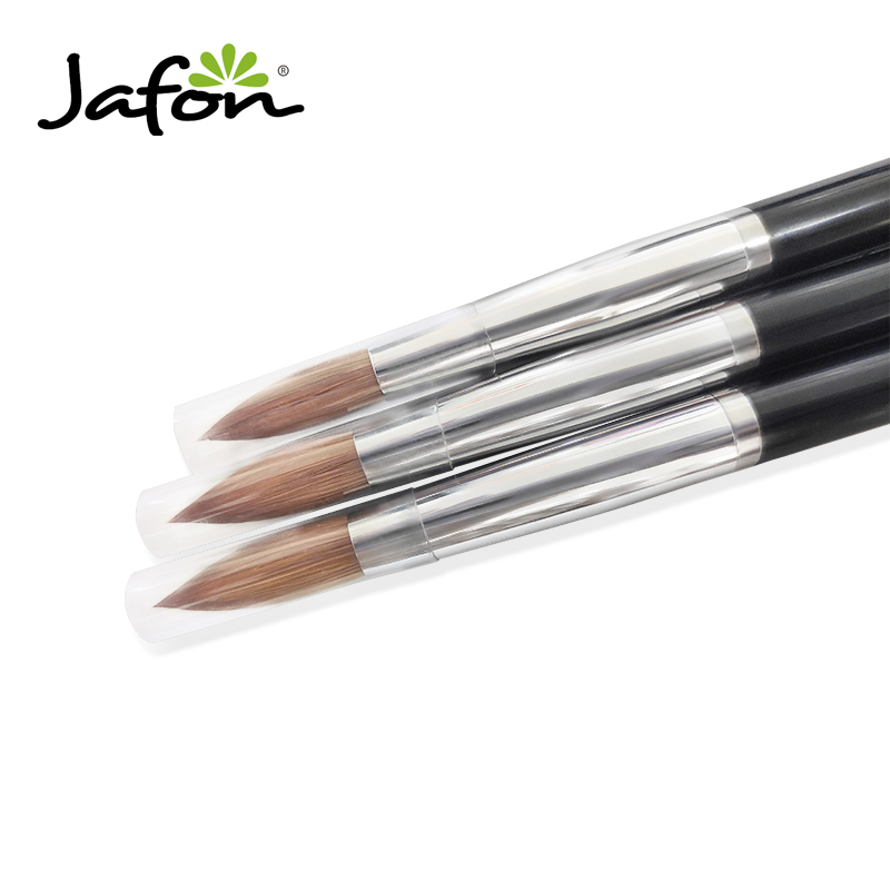 Wholesale Price Black Metal Handle Nail Sable acrylic brush 100% Pure Kolinsky Acrylic Nail Brush