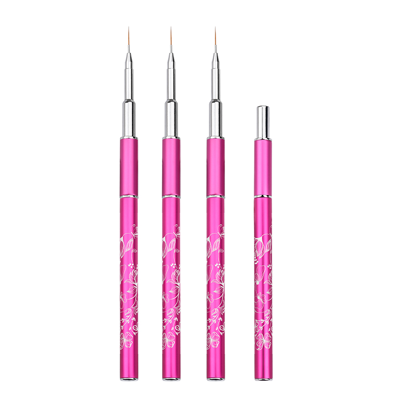 New arrive elegant design pink handle kolinsky Liner brush Nail art brush with laser own logo pattern