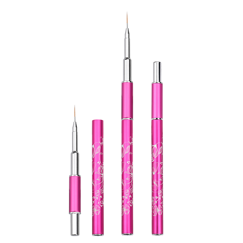 New arrive elegant design pink handle kolinsky Liner brush Nail art brush with laser own logo pattern